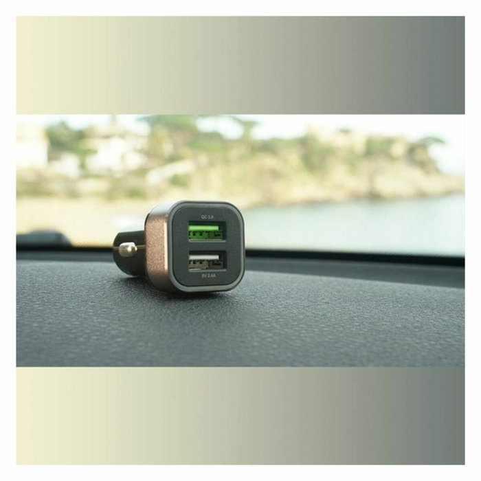 Elbe CARG-301-QC Cargador USB para Coche con Doble Puerto y Carga Rápida QC3.0 Elbe CARG-301-QC Cargador USB para Coche con Doble Puerto y Carga Rápida QC3.0