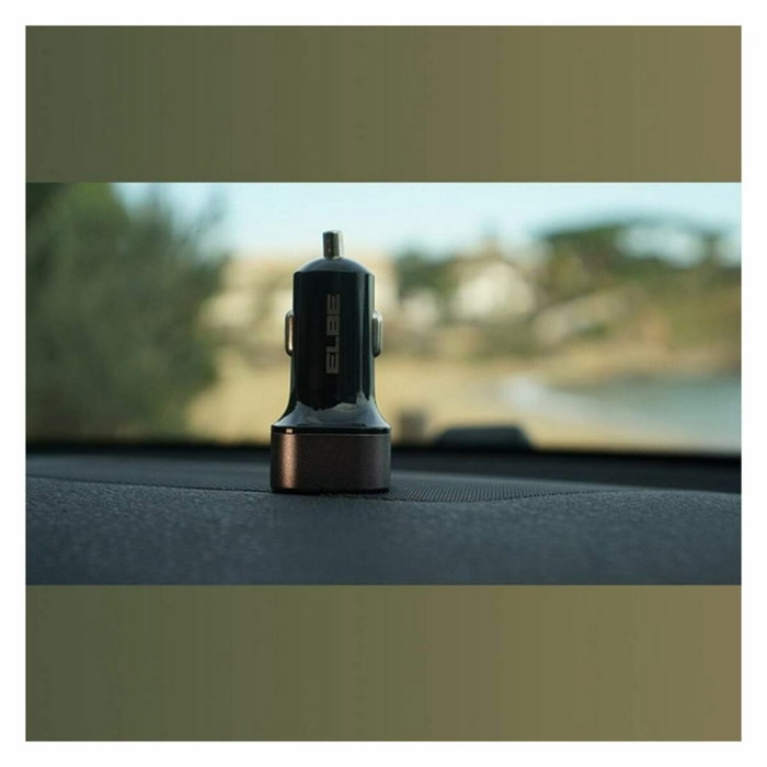 Elbe CARG-301-QC Cargador USB para Coche con Doble Puerto y Carga Rápida QC3.0 Elbe CARG-301-QC Cargador USB para Coche con Doble Puerto y Carga Rápida QC3.0
