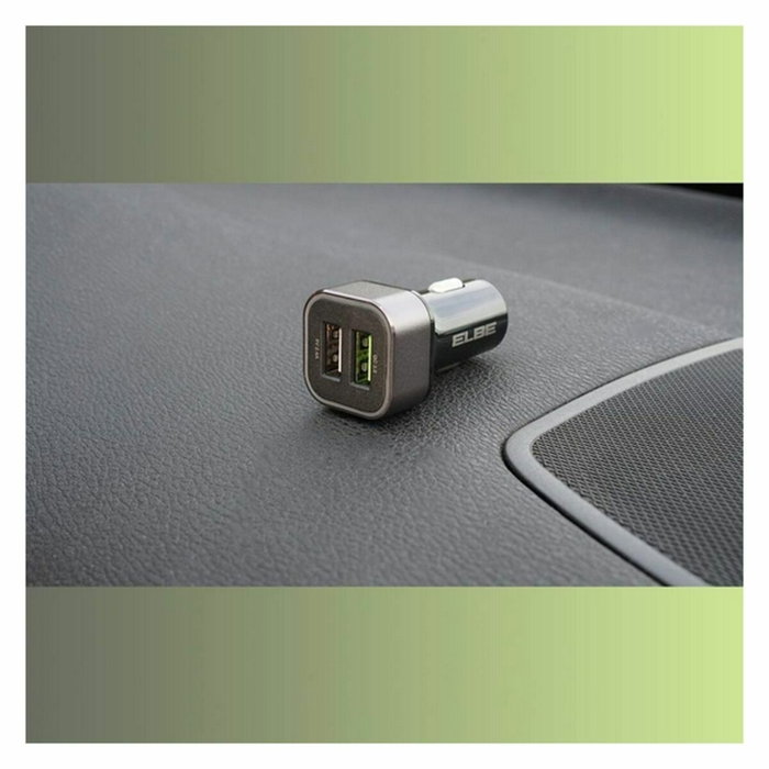 Elbe CARG-301-QC Cargador USB para Coche con Doble Puerto y Carga Rápida QC3.0 Elbe CARG-301-QC Cargador USB para Coche con Doble Puerto y Carga Rápida QC3.0