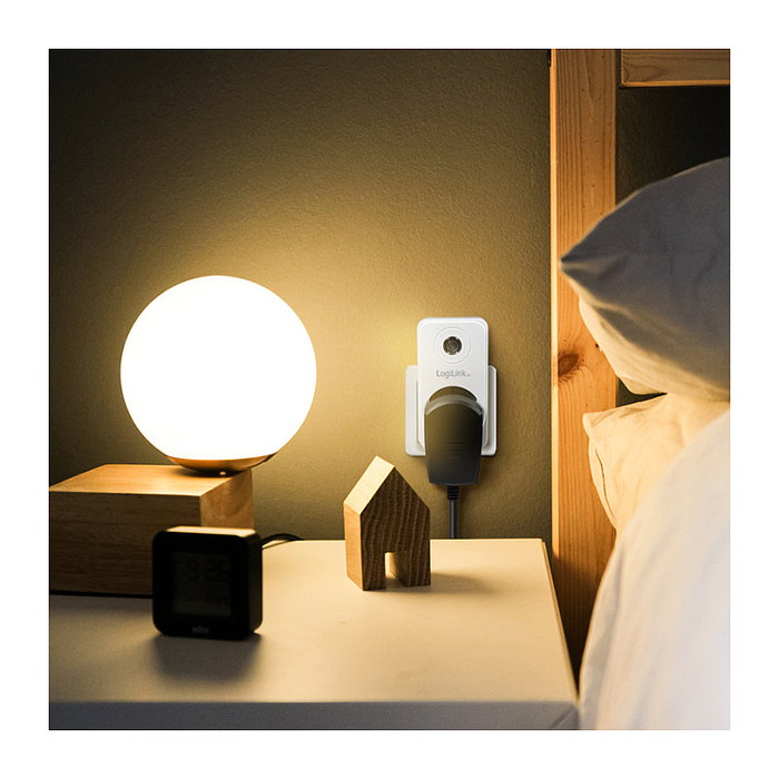 LogiLink PA0263 Adaptador de enchufe con sensor crepuscular, enchufe tipo F Schuko 230 V 16 A 3600 W IP20, Blanco