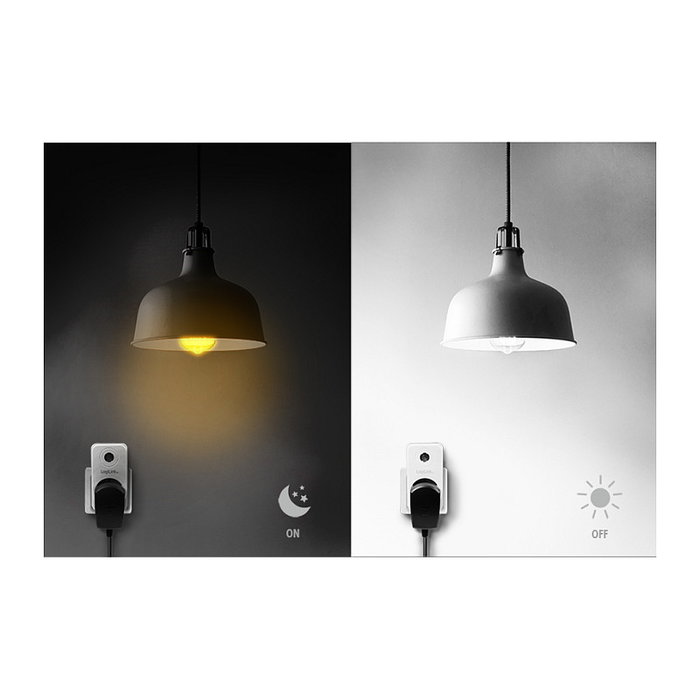 LogiLink PA0263 Adaptador de enchufe con sensor crepuscular, enchufe tipo F Schuko 230 V 16 A 3600 W IP20, Blanco