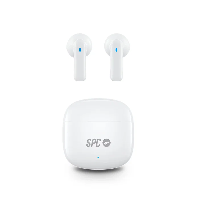 SPC Zion 2 Play Auriculares True Wireless Intraural Bluetooth 5.3 Blanco - Diseño Compacto, Autonomía 7h + 28h con Estuche, Control Táctil, USB-C