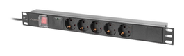 LANBERG PDU-05F-0200-BK Unidad de Distribución de Energía (PDU) 5 Salidas AC Tipo F 1U Negro 2m