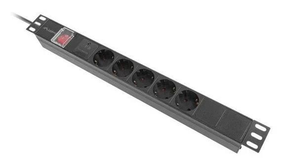 Lanberg PDU-05F-0200-BK Regleta de 5 salidas AC Tipo F 1U Negro