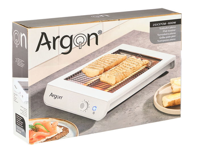 Argon Tostador Plano Blanco 600W Rectangular 38x25x6.5 cm (Set de 6)