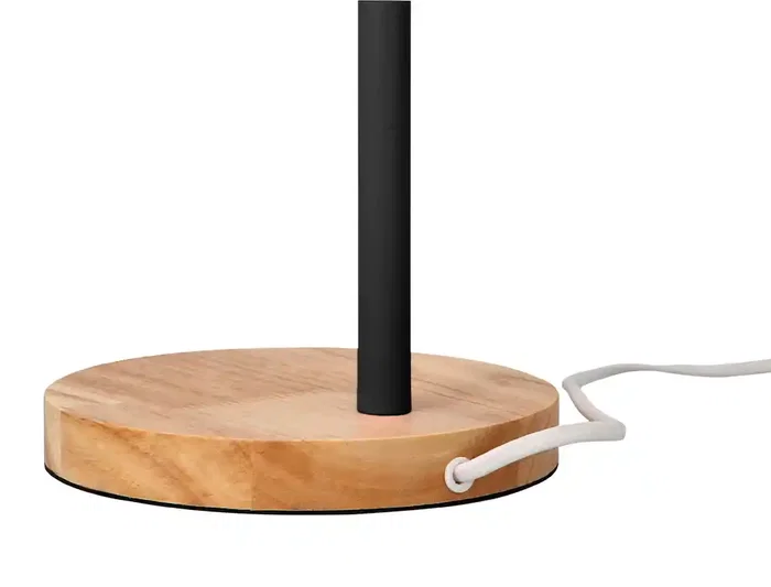 Q-Connect Orion Lámpara de Escritorio Brazo Flexible con Detalles de Madera, Color Negro, 40W Máx., Compatible LED, Interruptor Integrado, 130 mm Cable