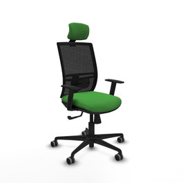 PIQUERAS Y CRESPO Silla de oficina Yunquera con mecanismo Sincro, Tela Verde y Malla Negra