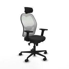 PIQUERAS Y CRESPO Silla de oficina Jorquera con mecanismo Sincro, Similpiel Negro y Malla Blanco