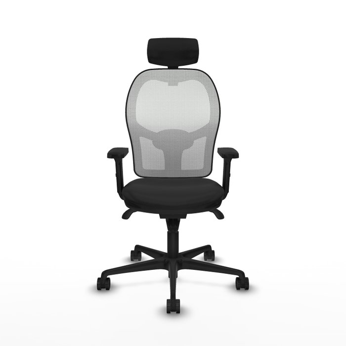 PIQUERAS Y CRESPO Silla de oficina Jorquera con mecanismo Sincro, Similpiel Negro y Malla Blanco