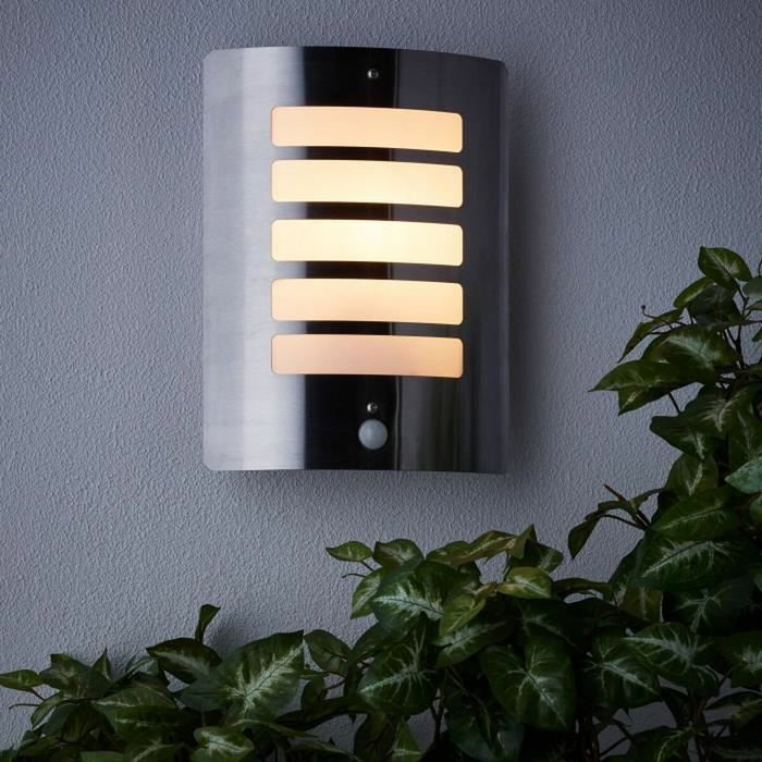 Brilliant TODD Aplique de exterior con detector AI, 29 cm, Plata brillante Brilliant TODD Aplique de exterior con detector AI, 29 cm, Plata brillante