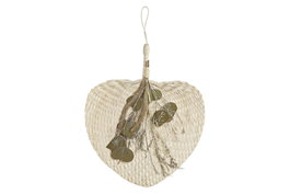 DKD Home Decor Decoración de Pared de Fibra Abanico Natural y Verde