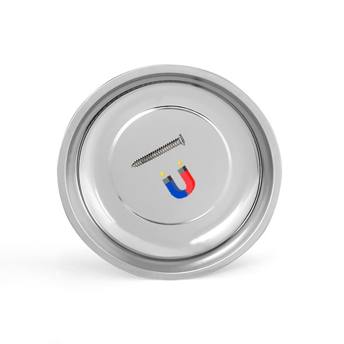 Workpro Bandeja Magnética Redonda Metálica Acero Inoxidable para Tornillos y Herramientas 148 x 24 x 38 mm