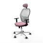 PIQUERAS Y CRESPO Silla de oficina Jorquera con mecanismo Sincro/Traslack, Rosa y Blanco
