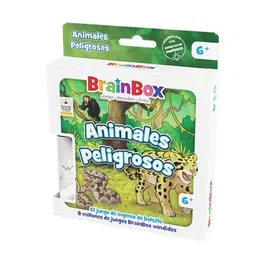 Asmodee BZWBB02ES Juego de mesa BrainBox Pocket Animales Peligrosos - Juego de Preguntas y Respuestas de Memoria Visual, 10 Minutos, Edad Recomendada 6+ Años, Español