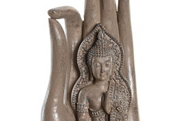 DKD Home Decor Figura Oriental Marron Buda Mano Resina 9 x 25 x 9 cm