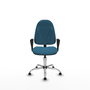 Silla de oficina Algarra con mecanismo Contacto permanente básico tapizada con Tela color Verde petróleo. Equipada con Base cromada, Brazos fijosy Topes