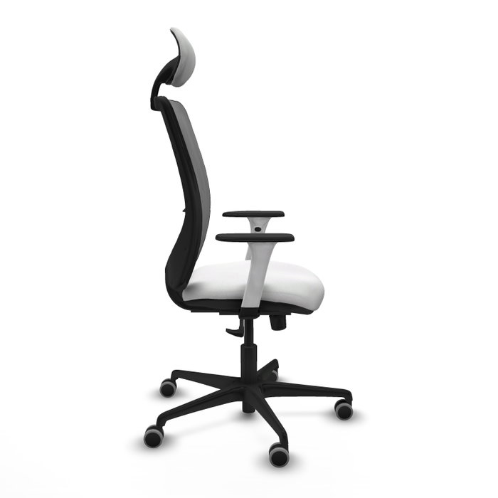 PIQUERAS Y CRESPO Silla de oficina Zulema con Mecanismo Sincro, Tela Blanca y Malla Gris