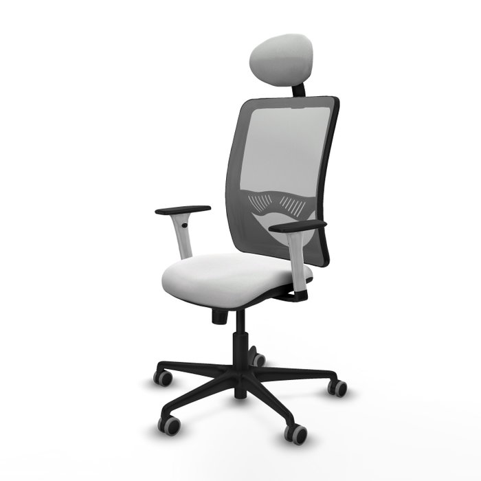 PIQUERAS Y CRESPO Silla de oficina Zulema con Mecanismo Sincro, Tela Blanca y Malla Gris