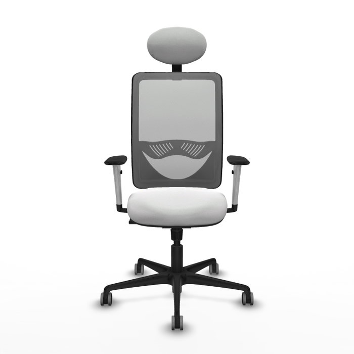PIQUERAS Y CRESPO Silla de oficina Zulema con Mecanismo Sincro, Tela Blanca y Malla Gris