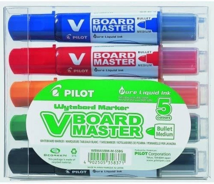 Pilot V-Board Master Set de 5 Rotuladores Punta Redonda Colores Surtidos