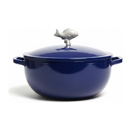 STAUB Cocotte redonda 28 cm Bouillabaisse, olla de cocción lenta de hierro fundido esmaltado, color azul oscuro