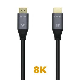Aisens Cable HDMI V2.1 Ultra Alta Velocidad 8K@60Hz 48Gbps 1,0m Gris/Negro