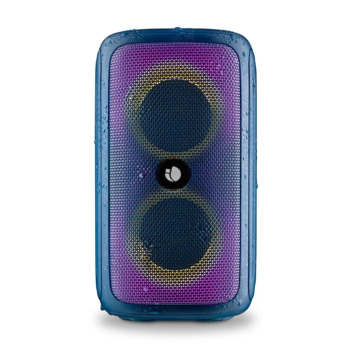 NGS Roller Beast Azure Altavoz Portátil Bluetooth 32W - Impermeable IPX5 - Luces RGB - Tecnología TWS - Autonomía Hasta 20h - Con Radio FM, USB y Correa - Azul