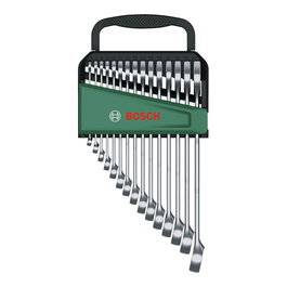 Bosch Juego de Llaves Combinadas de 15 Piezas, Métrico 6-21 mm