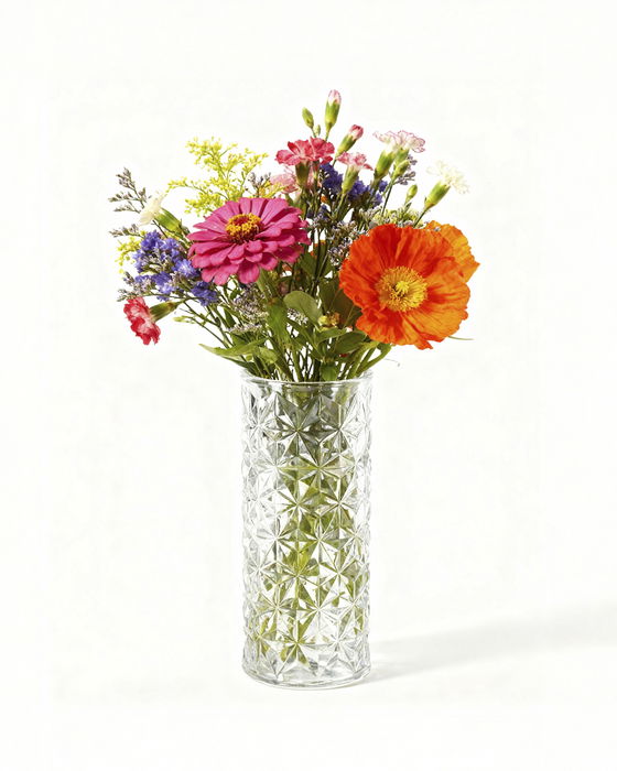 Inde Florero La Mediterránea de Vidrio, Decorativo, Dimensiones: 20,3 cm Alto x 8,5 cm Ancho x 8,4 cm Largo (24 Unidades)