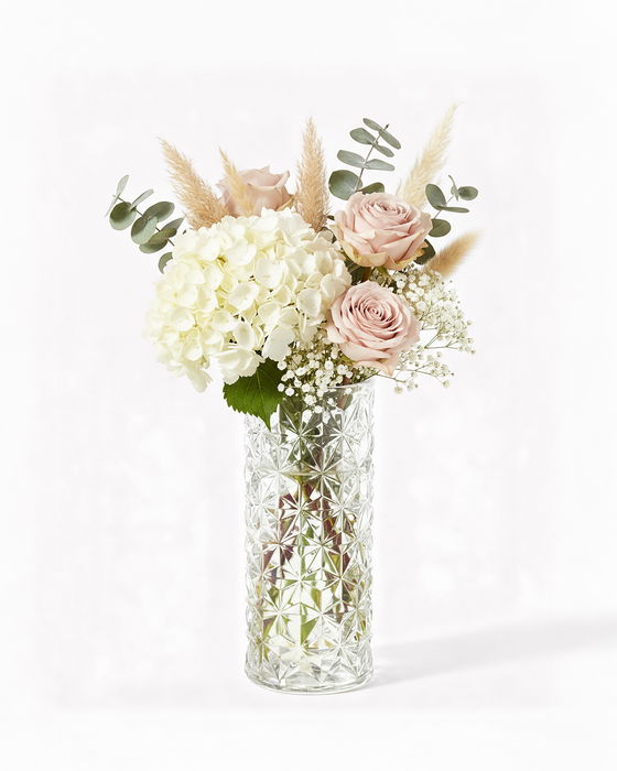 Inde Florero La Mediterránea de Vidrio, Decorativo, Dimensiones: 20,3 cm Alto x 8,5 cm Ancho x 8,4 cm Largo (24 Unidades)