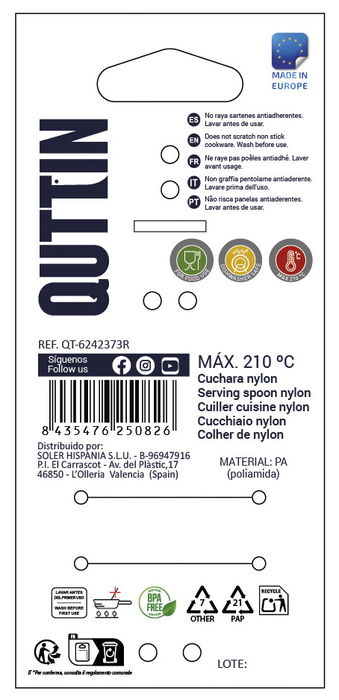 Quttin Cuchara Nylon Negra 29 cm x 6 cm (24 Unidades) Quttin Cuchara Nylon Negra 29 cm x 6 cm (24 Unidades)