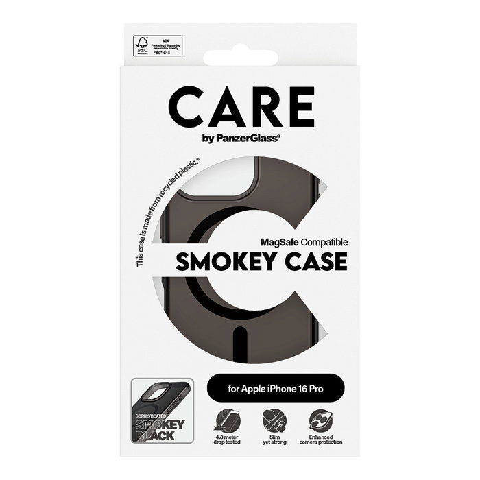 PanzerGlass CARE Flagship Case Smokey MagSafe para iPhone 16 Pro - Anthracite / Black