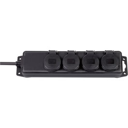 Brennenstuhl Regleta de 4 tomas IP44 con cable de 2 m, Negro