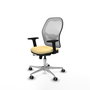 PIQUERAS Y CRESPO Silla de oficina Jorquera con mecanismo Sincro/Traslack, Similpiel Crema y Malla Blanco