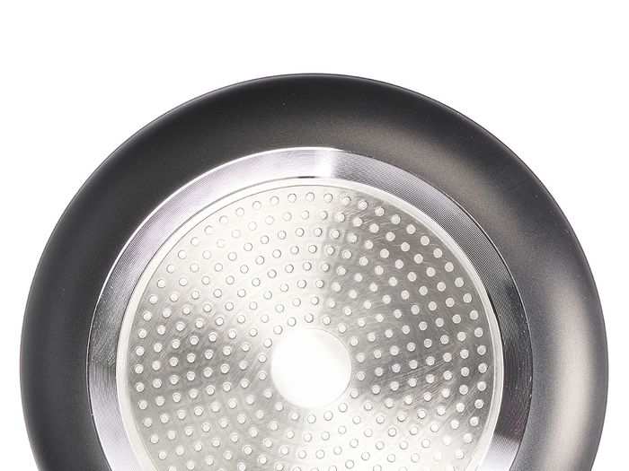 Kinvara Set 3 Sartenes de Aluminio Negro con Antiadherente, Pequeña 20 x 4 cm, Mediana 24 x 4,5 cm, Grande 28 x 5 cm, Apta Inducción (Set de 6)