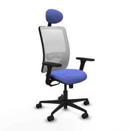 PIQUERAS Y CRESPO Silla de oficina Zulema con mecanismo Sincro, Azul claro y Blanco