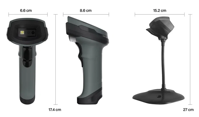 Safescan 330-W Escáner de Códigos de Barras 1D/2D con Soporte y USB-A, Negro/Gris Safescan 330-W Escáner de Códigos de Barras 1D/2D con Soporte y USB-A, Negro/Gris