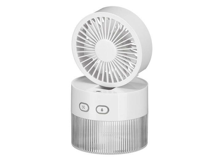 Argon Ventilador de Sobremesa Humidificador USB-C, 350 ml, Blanco, 3 Velocidades y 3 Modos Niebla con Luz, Dimensiones 11x13.5x11 cm (Set de 12)