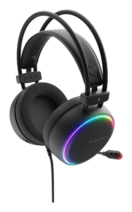 Genesis Auriculares Gaming NEON 613 G2 Diadema Circumaural Negro con Cable USB y 3.5mm, Micrófono Boom, Iluminación RGB, Control de Volumen