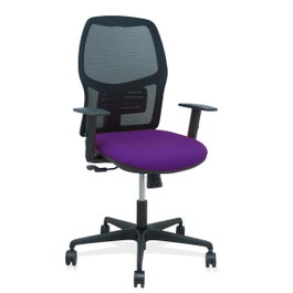 PIQUERAS Y CRESPO Silla Alfera con Respaldo de Malla Negra y Asiento Morado