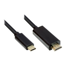 GoodConnections GC-M0100 Cable Adaptador USB-C a HDMI 2.0, 1 Metro, Negro, 4K UHD 3840x2160, Plug and Play, Conectores Chapados en Oro