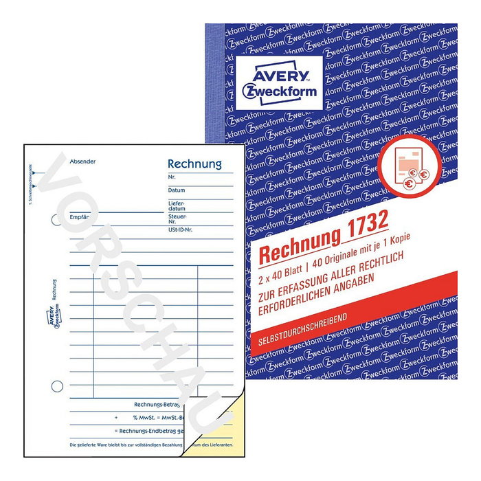 AVERY Zweckform Rechnung Formularbuch 1732, 1 unidad AVERY Zweckform Rechnung Formularbuch 1732, 1 unidad