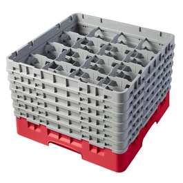 CAMBRO Cesta de lavado 16 comp. Rojo