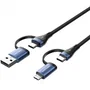 Vention Cable USB 2.0 Tipo-C a USB Macho y MicroUSB 100W 100W 480Mbps 1m Negro Azul