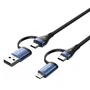 Vention Cable USB 2.0 CTLLF 1m con conectores USB-C y Micro-USB, Azul y Negro