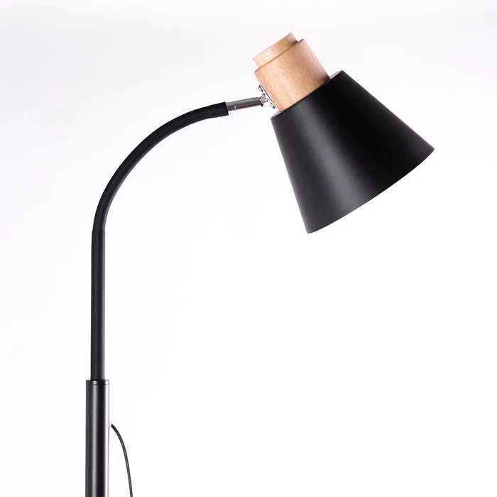 Lámpara de Suelo Recta Victor SKD-F016-B - Diseño Nórdico Elegante con Pie para Bombilla LED E27 - Versátil para Salón, Dormitorio, Cafetería