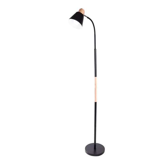 Lámpara de Suelo Recta Victor SKD-F016-B - Diseño Nórdico Elegante con Pie para Bombilla LED E27 - Versátil para Salón, Dormitorio, Cafetería