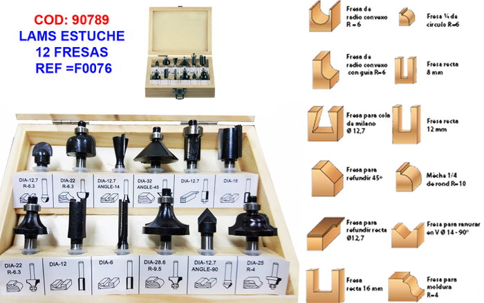 LAMS Estuche 12 Fresas F0076 LAMS Estuche 12 Fresas F0076