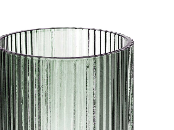 Vivalto Vaso Bajo Verde Musgo Rayas 270 ml, 7.2x9.3x7.2 cm (Set de 24)