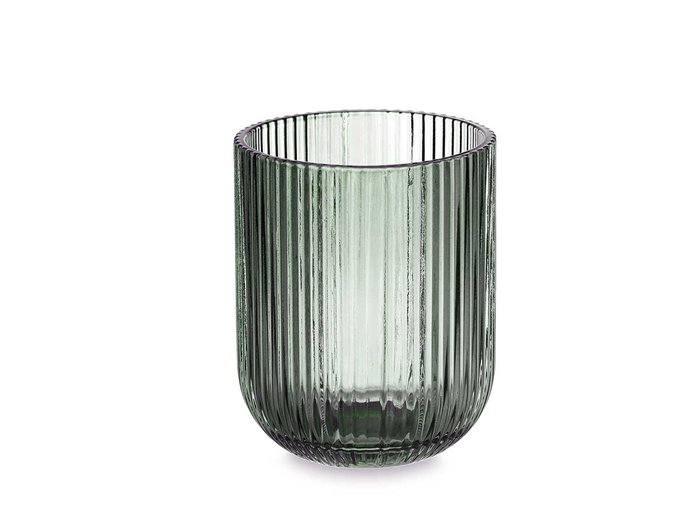 Vivalto Vaso Bajo Verde Musgo Rayas 270 ml, 7.2x9.3x7.2 cm (Set de 24)